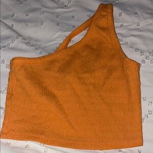 American Eagle Outfitters Orange One-Shoulder Tank Top
